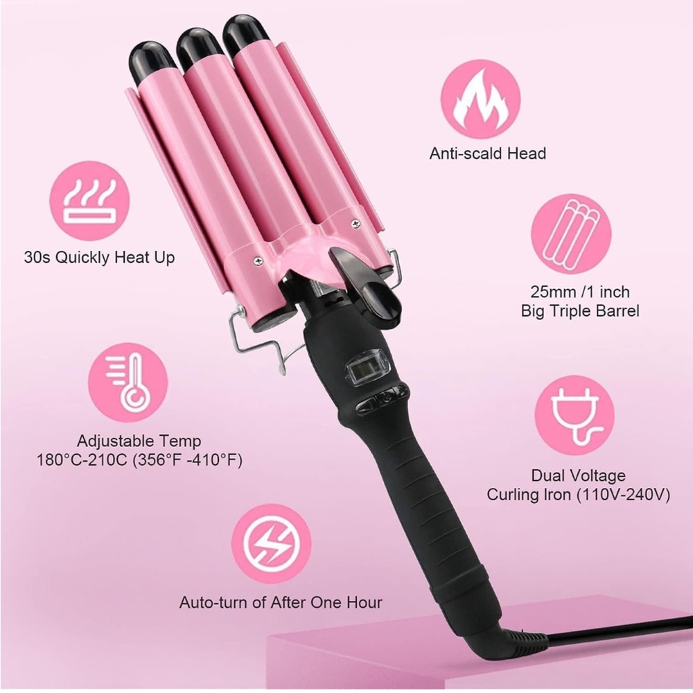 NWT❗️Aleath | 3 Barrel Curling Iron Wand Dual Voltage Hair Crimper